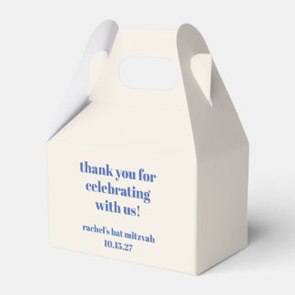 Bold Ivory Blue Custom Schattige Bat Mitzvah Dank  Bedankdoosjes
