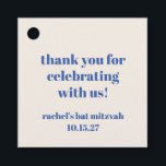 Bold Ivory Blue Custom Schattige Bat Mitzvah Dank  Bedankjes Labels<br><div class="desc">Vet Typografie Ivoor Blauw Aangepaste Schattige Vleermuis Mitzvah Dank u Favor Tags</div>