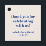 Bold Ivory Blue Custom Schattige Bat Mitzvah Dank  Bedankjes Labels<br><div class="desc">Vet Typografie Ivoor Blauw Aangepaste Schattige Vleermuis Mitzvah Dank u Favor Tags</div>