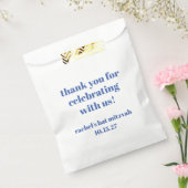 Bold Ivory Blue Custom Schattige Bat Mitzvah Dank Bedankzakje (Gezegeld)