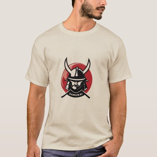 Bold Japanese Samurai Helmet Graphic T-shirt (Voorkant)