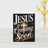 Bold Jesus Is Coming Soon Christian Apparel  Kaart (Gele Bloem)