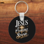 Bold Jesus Is Coming Soon Christian Apparel Premiu Sleutelhanger (Voorkant)