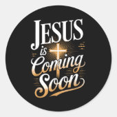 Bold Jesus Is Coming Soon Christian Apparel Ronde Sticker (Voorkant)