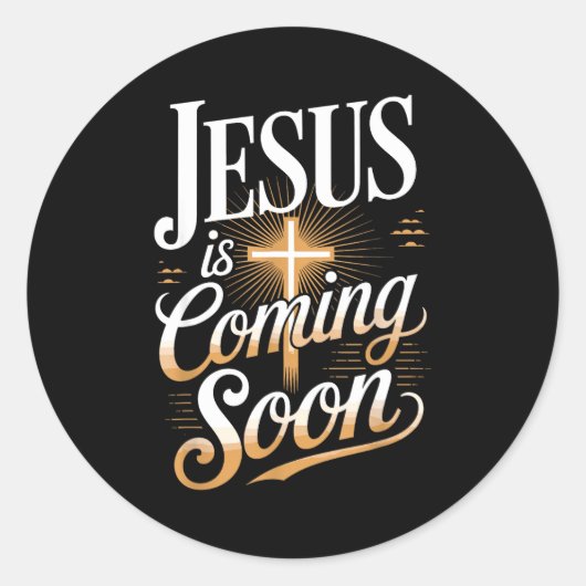 Bold Jesus Is Coming Soon Christian Apparel Ronde Sticker (Voorkant)