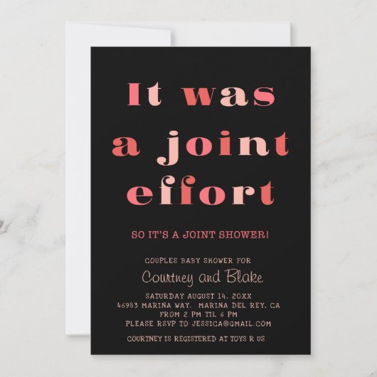 Bold Joint Infort Baby shower Invitation Oranje Kaart (Voorkant)
