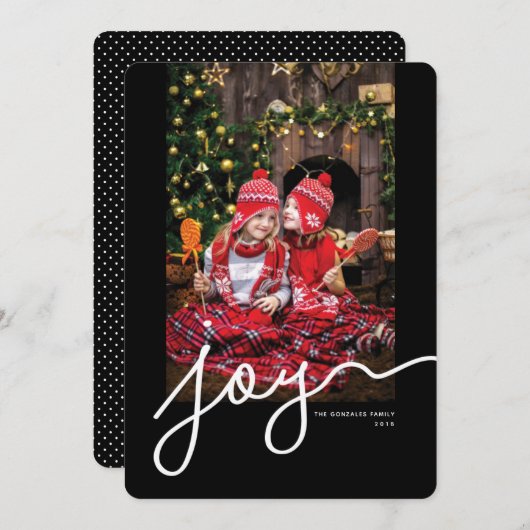 Bold Joy Custom 1-Photo Black Holiday Kaart (Voorkant / Achterkant)
