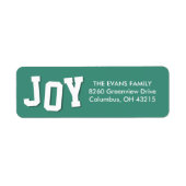 Bold joy fun blauwgroen kerstvakantie retour adres etiket (Voorkant)