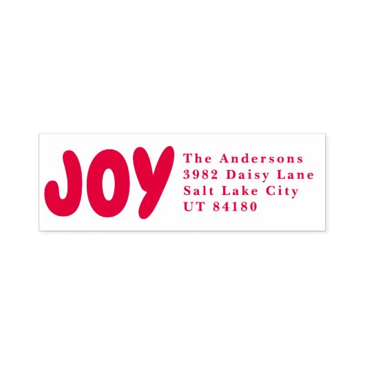 Bold Joy Rood Adres Aangepaste Kerstvakantie Zelfinktende Stempel (Design)