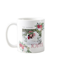 Bold Joyful Florals Photo Holiday Kaart