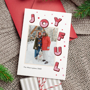 Bold Joyful Whimsical Typography Kerstfoto Feestdagenkaart