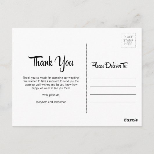 Bold kalligrafie Foto bruiloft Hartelijk dank Brie Briefkaart (Achterkant)