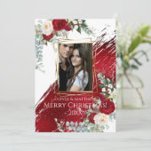 BOLD Karmozijn Kerstmis Fotolijst Kaart (Staand voorkant)
