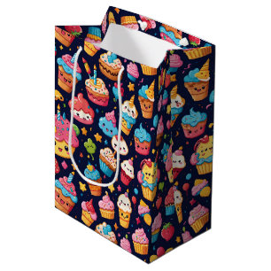 Bold Kawaii Verjaardagspatroon Medium Cadeauzakje