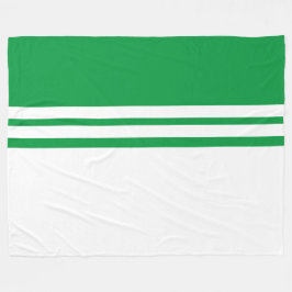 Bold Kelly Groen Wit Racing Stripes Kleurenblok Fleece Deken