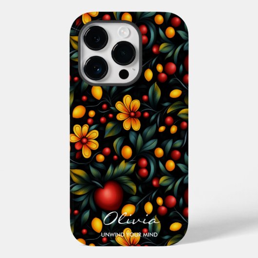 Bold Khokhloma-geïnspireerde bloemige moderne eleg Case-Mate iPhone Case (Achterkant)