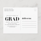 Bold Klasse van 2025 Black Photo Graduation Party Uitnodiging Briefkaart (Achterkant)