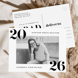 Bold Klasse van 2025 Black Photo Graduation Party Uitnodiging Briefkaart