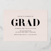Bold Klasse van 2025 Cream Photo Afstuderen Folie Uitnodiging (Achterkant)