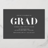Bold Klasse van 2025 Grijs Foto Afstuderen Folie Uitnodiging (Achterkant)