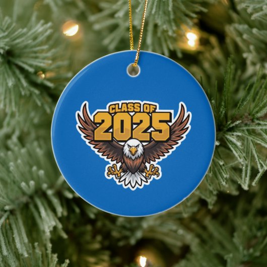 Bold Klasse van 2025 High School Eagle Mascot Keramisch Ornament (Boom)