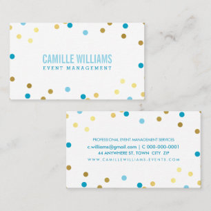 BOLD KLEURRIJKE confetti cool goud turquoise blauw Visitekaartje
