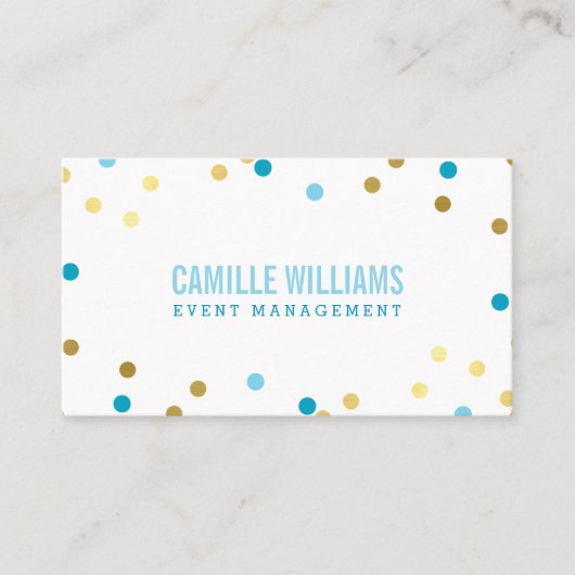 BOLD KLEURRIJKE confetti cool goud turquoise blauw Visitekaartje