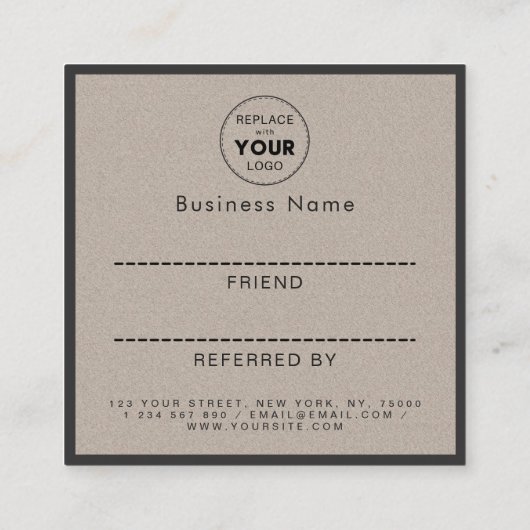 Bold Kraft Paper Lijst Border Voeg uw Logo toe Aanbevelingskaartje (Achterkant)
