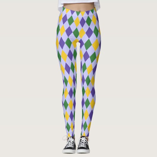 Bold Lavender Harlequin Check Patten Leggings (Voorkant)