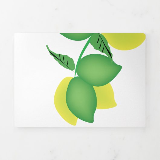Bold Lemon Limoncillo Wedding Drieluik Uitnodiging (Cover)