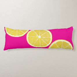 Bold Lemon Slice on Pink Body Pillow Lichaamskussen