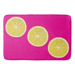 Bold Lemon Slice Pink Citrus Bath Mat
