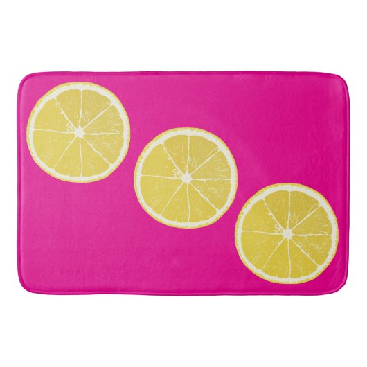Bold Lemon Slice Pink Citrus Bath Mat (Voorkant)