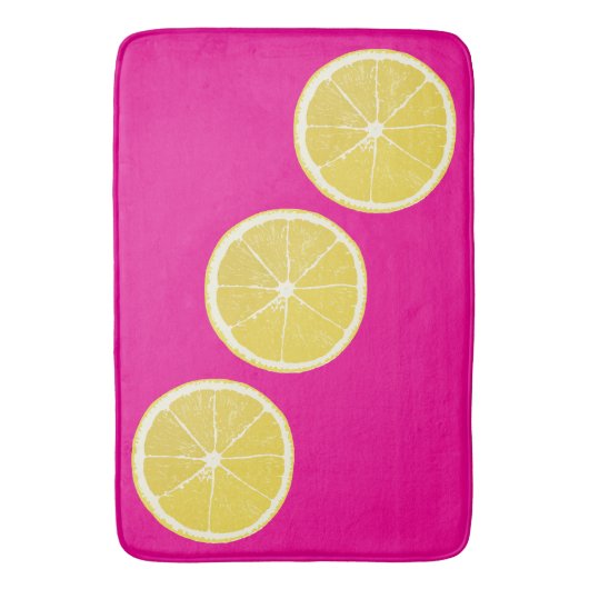 Bold Lemon Slice Pink Citrus Bath Mat (Voorkant Verticaal)