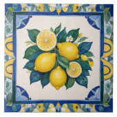 Bold Lemons Dark Blue Green Yellow Lemon Tegeltje (Voorkant)