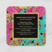 ** Bold Leopard Abstract Animal Neon Gold AP93 Vierkante Visitekaartje (Achterkant)