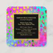 ** Bold Leopard AP93 Abstract Animal Gold Neon Vierkante Visitekaartje (Achterkant)