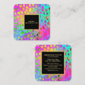 ** Bold Leopard AP93 Abstract Animal Gold Neon Vierkante Visitekaartje (Voorkant / Achterkant)