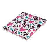 Bold Leopard Heart Love – Pink, Black & Teal (3) Tegeltje (Zijkant)