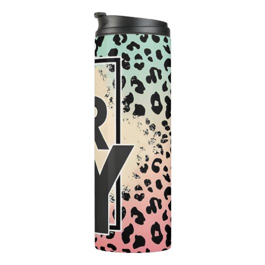 Bold Leopard Print Message Thermosbeker (Geroteerd rechts)