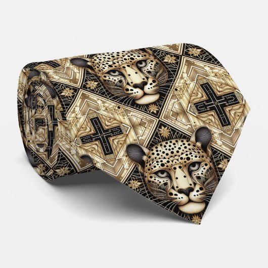 Bold Leopard Tie | Perfect for a Night on the Town Stropdas (Opgerold)