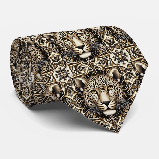Bold Leopard Tie | Perfect for a Night on the Town Stropdas (Opgerold)