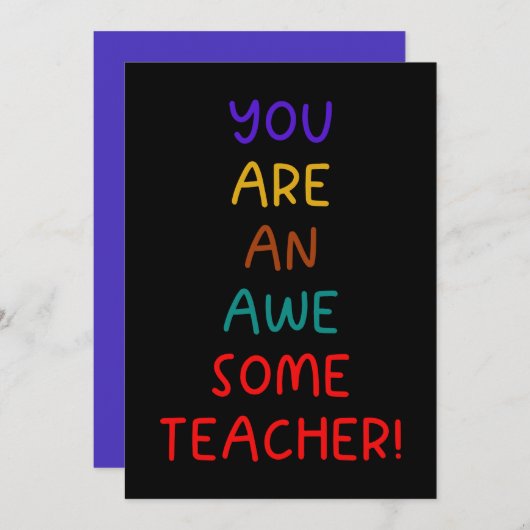 Bold Lettering Geweldige docent Wenskaart (Voorkant / Achterkant)