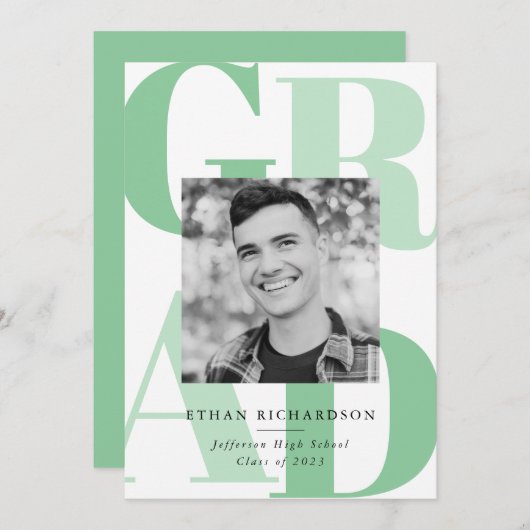 Bold letters Green | Fotogradatiepartij Kaart (Voorkant / Achterkant)