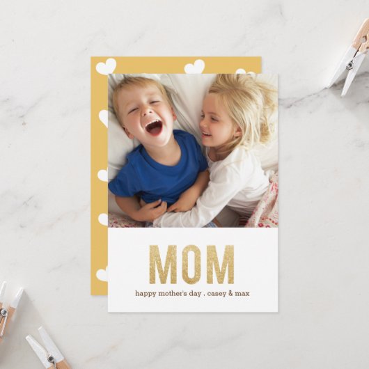 Bold Letters moederdag-fotokaart Kaart (Voorkant / Achterkant in situ)