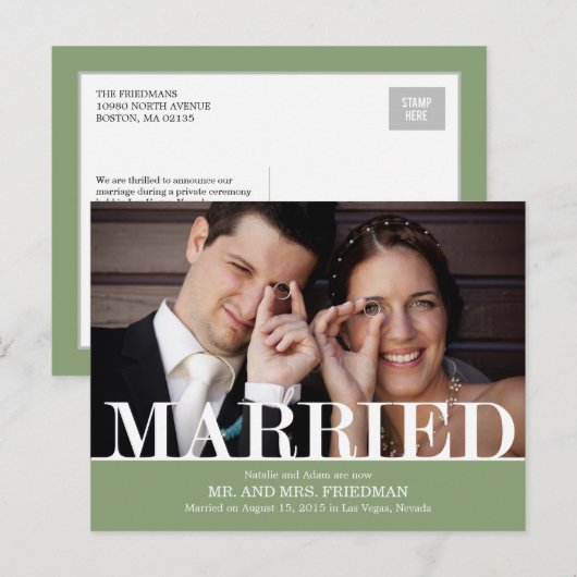 Bold Letters Wedding Aankondiging (Voorkant / Achterkant)