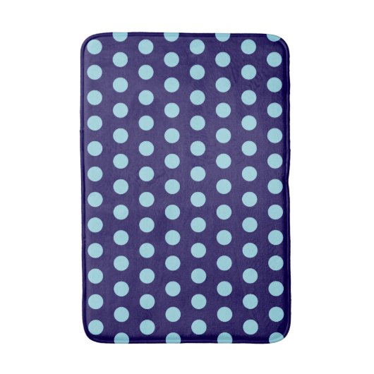 Bold Light Blue Polka Dots op Navy Blue Badmat (Voorkant Verticaal)