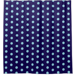 Bold Light Blue Polka Dots op Navy Blue Douchegordijn