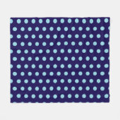 Bold Light Blue Polka Dots op Navy Blue Fleece Deken (Voorkant (Horizontaal))