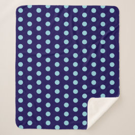 Bold Light Blue Polka Dots op Navy Blue Sherpa Deken